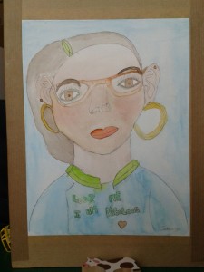 Portrait de jeune fille à l'aquarelle