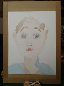 Portrait de fillette à l'aquarelle