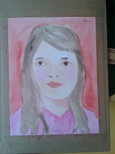 Portrait de jeune fille à l'aquarelle