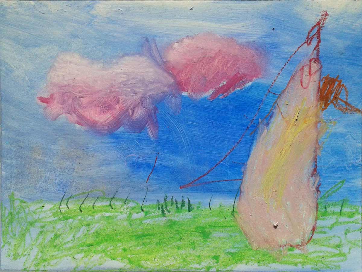 Peinture sur motifs de craie grasse : poissons dans l'eau
