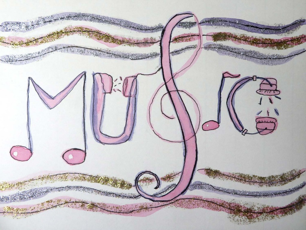Le mot MUSIC illustré
