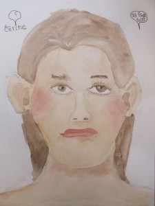 Visage de jeune fille à l'aquarelle