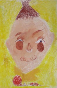 Visage d'enfant au pastel sec