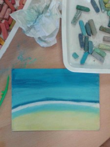 Pastel étalé avec le doigt