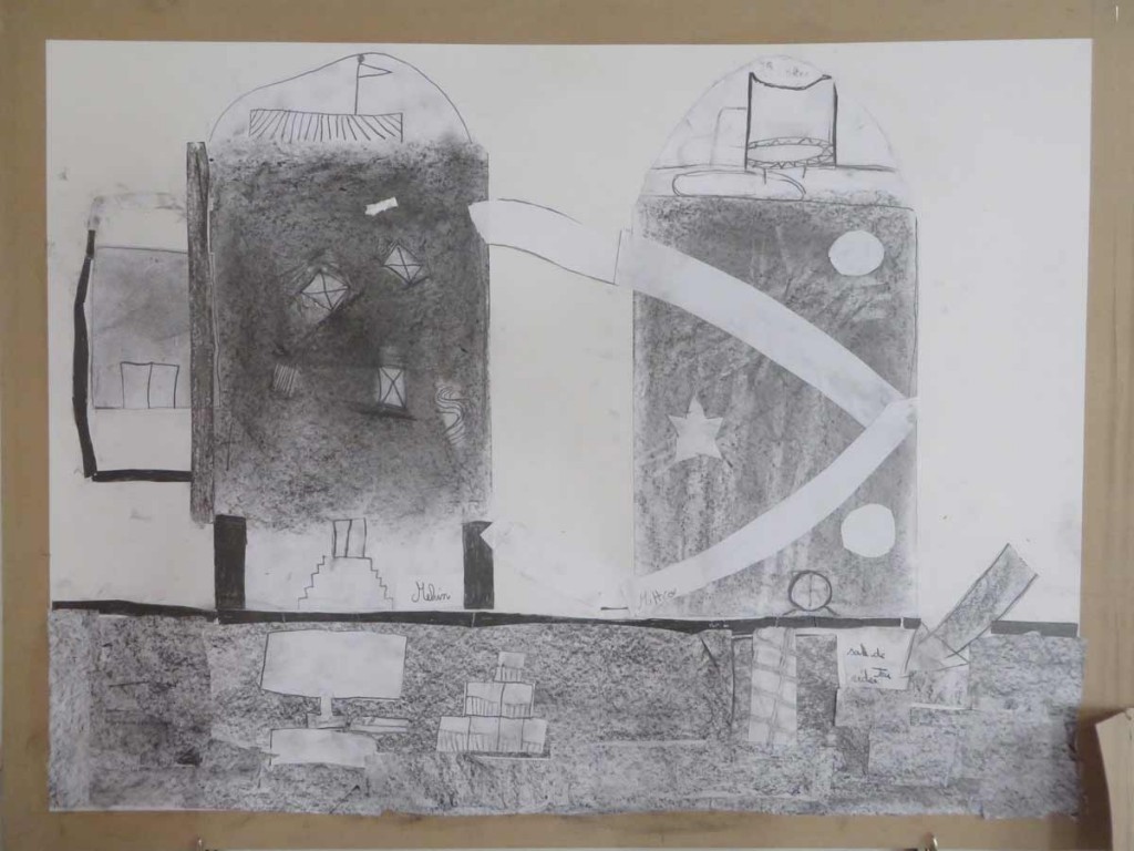 Collage de dessins au crayon à papier