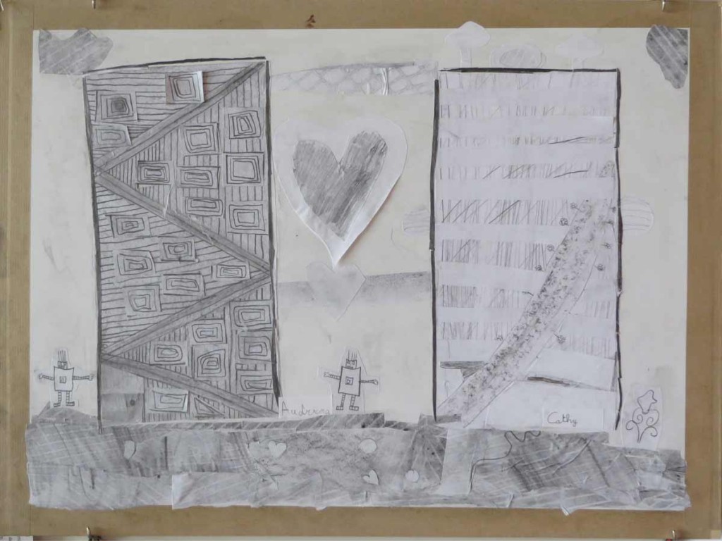 Collage de dessins au crayon à papier