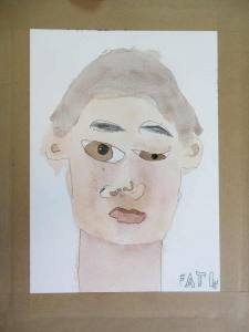 Autoportait d'enfant à l'aquarelle