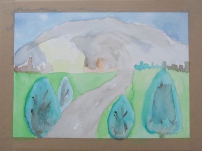 Le paysage à l'aquarelle est terminé