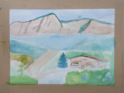 Paysage de montagne à l'aquarelle