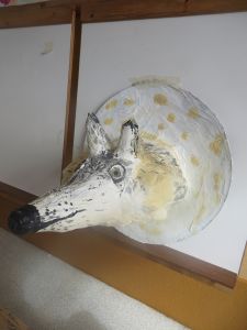 Tête de loup en papier mâché