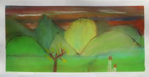 Paysage réalisé au pastel