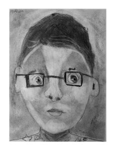 Autoportrait d'enfant au crayon