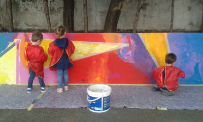 Création d'une fresque peinte dans la cours