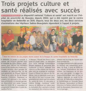 Article Patriote Beaujolais 07-11-2019 (3 projets culture et santé)