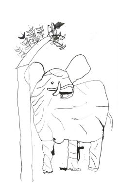 Dessin d'éléphant dessiné par un enfant de CP