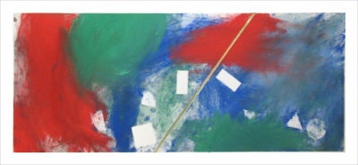 Composition de bleu, vert et rouge