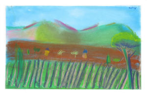 Dessin de paysage au pastel