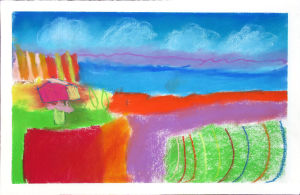 Paysage de Provence au pastel