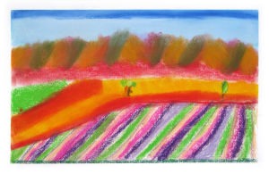 Paysage de Provence au pastel