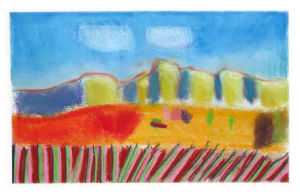 Paysage de Provence au pastel