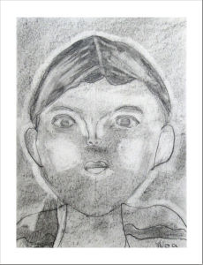 Autoportrait d'enfant au crayon