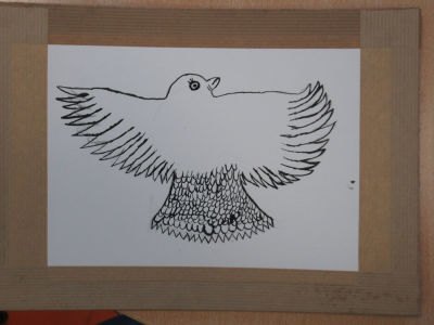 Dessin d'oiseau en noir et blanc