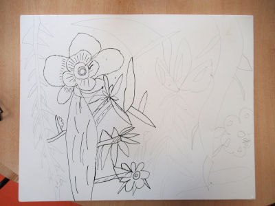 Dessin de fleur au crayon et à l'encre