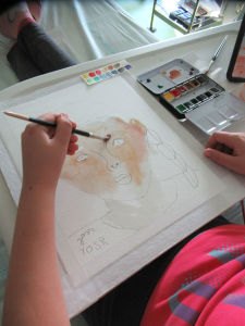 Mise en couleur du dessin au crayon