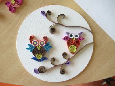 2 hiboux en Quilling