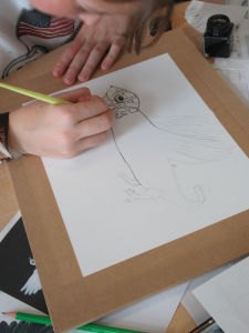 Séance de dessin avec les enfants hospitalisés