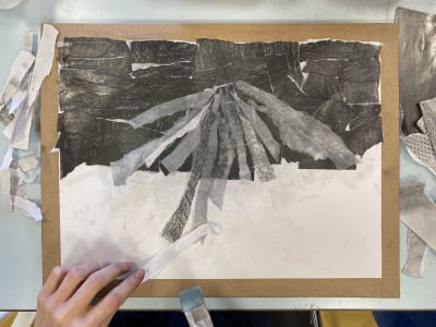 Représenter un volcan avec des bandes de papier