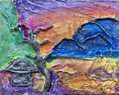 Paysage réalisé avec de la bande plâtrée