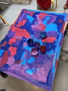 Grand tableau aux couleurs froides
