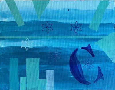 Tableau abstrait avec jeux de pochoirs