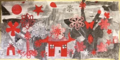 Décor de papiers rouges