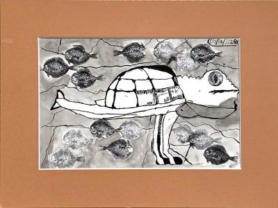 Créature mi-tortue, mi-dauphin avec des pattes de mammifère