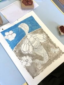 Animal extraordinaire à l'encre de Chine et à la gouache