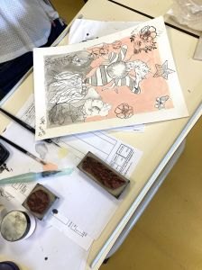 Dessin à la plume et à la gouache