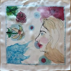 Le carré de soie peint par Aida 16 ans