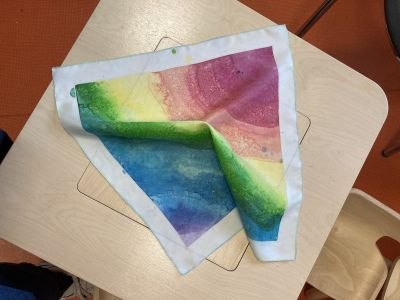 Foulard en soie peint par un enfant
