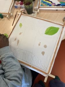 Peinture du motif avec des couleurs à l'eau