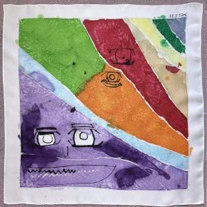 Le carré de soie peint par Mouâdh 12 ans