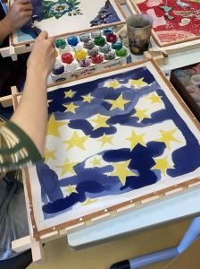 Ciel étoilé sur un carré de soie