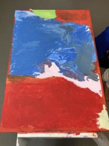 Première étape de la réalisation des tableaux