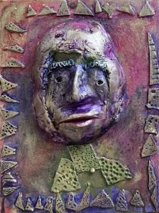Terre cuite peinte avec des encres acryliques
