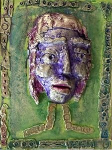 Portrait modelé par un enfant à l'école élémentaire